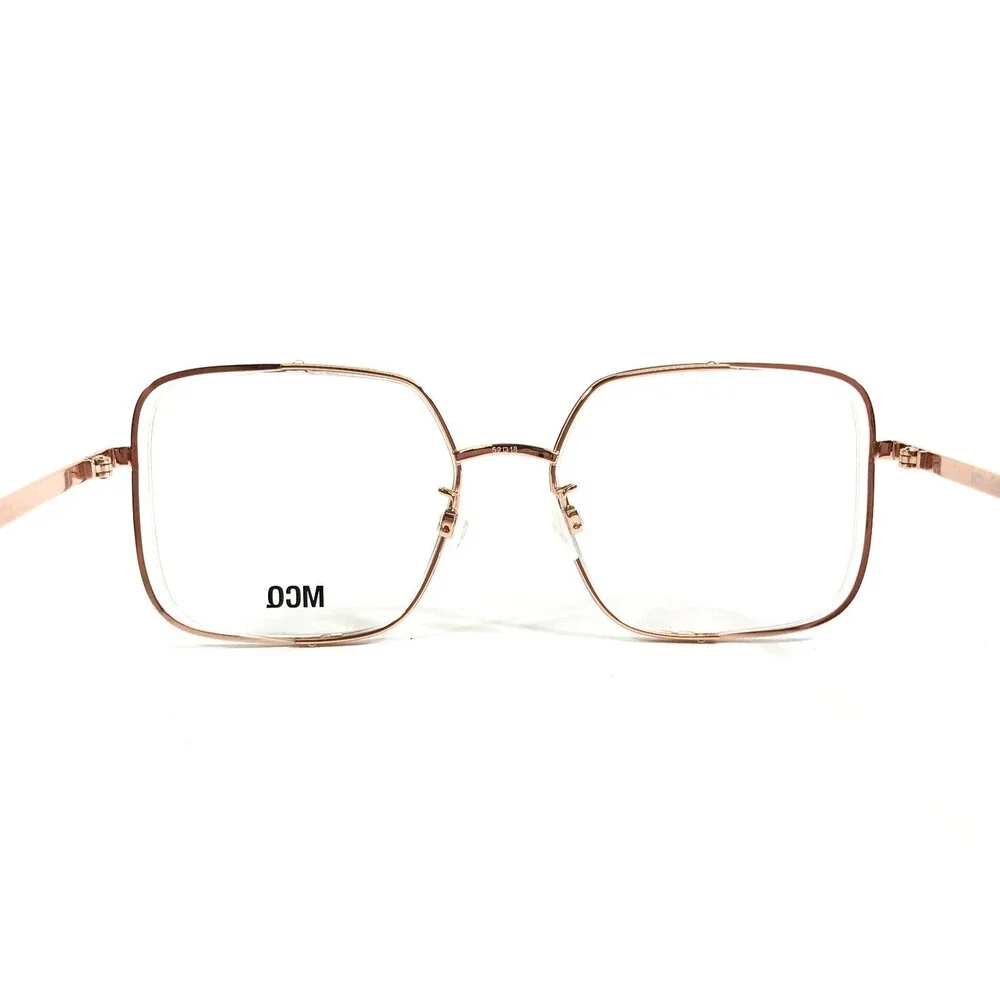 Alexander McQueen Eyeglasses Frames MQ0318O 003 Polished Gold Semi Rim 52-18-140